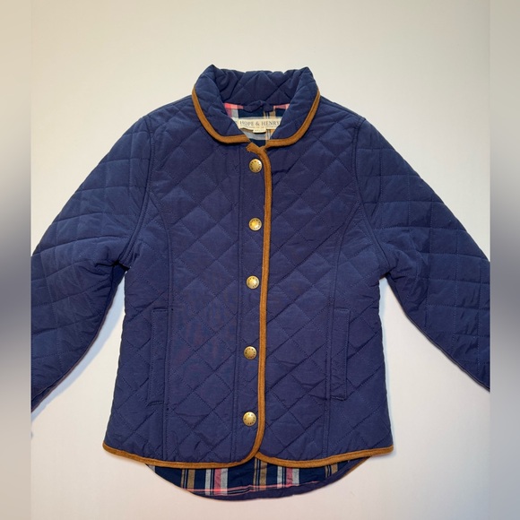 Hope & Henry Girls' Navy Quilted Riding Coat Size 8 - Picture 4 of 8